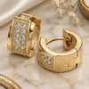 Oro Laminado Huggie Hoop, Gold Filled Style with White Cubic Zirconia, Polished, Golden Finish, 02.63.2570