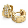 Oro Laminado Huggie Hoop, Gold Filled Style with White Cubic Zirconia, Polished, Golden Finish, 02.63.2570