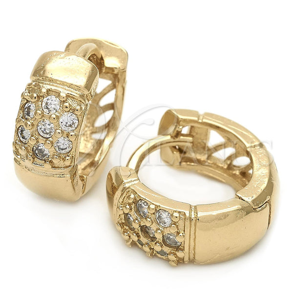 Gold Filled Hoop Earrings — Huggie Hoop with White Cubic Zirconia Polished 02.63. — main product view — SKU 111148 | Oro Laminado aretes de aro — Huggie Hoop with blanco Cubic Zirconia pulido 02.63. — SKU 111148