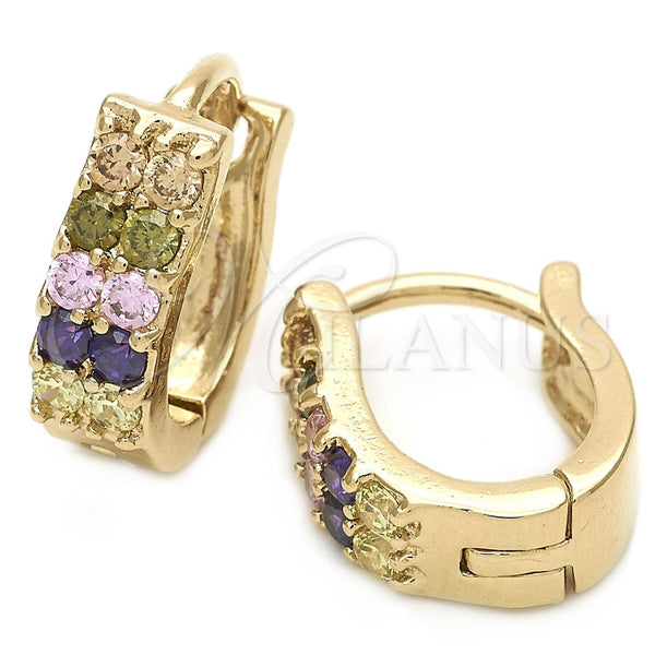 Gold Filled Hoop Earrings — Huggie Hoop with Multicolor Cubic Zirconia Polished 02.63. — main product view — SKU 111149 | Oro Laminado aretes de aro — Huggie Hoop with Multicolor Cubic Zirconia pulido 02.63. — SKU 111149