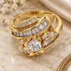 Oro Laminado Multi Stone Ring, Gold Filled Style with White Cubic Zirconia, Polished, Golden Finish, 01.199.0001.07.GT (Size 7)