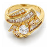Oro Laminado Multi Stone Ring, Gold Filled Style Baguette Design, with White Cubic Zirconia, Polished, Golden Finish, 01.199.0001.08.GT (Size 8)