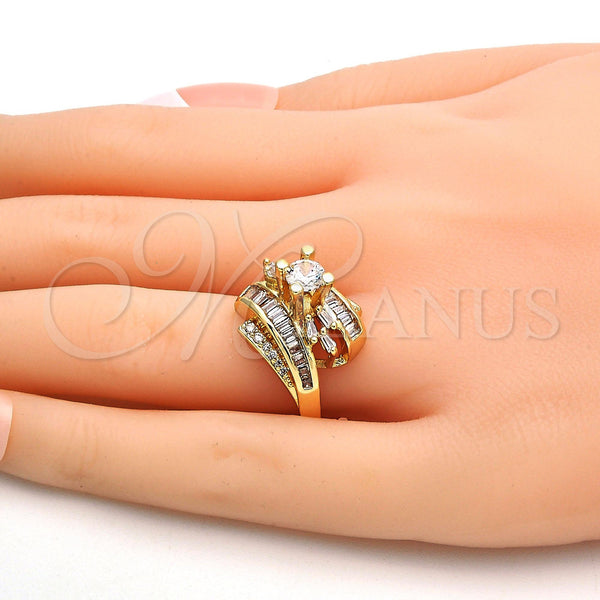 Gold Filled Ring — Multi Stone Ring Baguette Design with White Cubic — alternate product view — SKU 111168 | Oro Laminado anillo — Multi Stone Ring Baguette diseño with blanco Cubic — SKU 111168