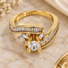 Oro Laminado Multi Stone Ring, Gold Filled Style with White Cubic Zirconia, Polished, Golden Finish, 01.199.0002.08.GT (Size 8)
