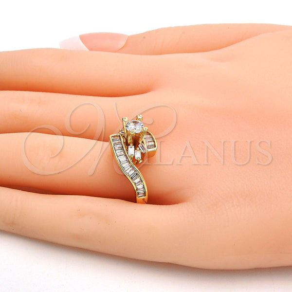 Gold Filled Ring — Multi Stone Ring Baguette Design with White Cubic — alternate product view — SKU 111171 | Oro Laminado anillo — Multi Stone Ring Baguette diseño with blanco Cubic — SKU 111171