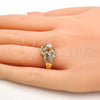 Gold Tone Multi Stone Ring, Baguette Design, with White Cubic Zirconia, Polished, Golden Finish, 01.199.0003.09.GT (Size 9)