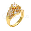 Gold Tone Multi Stone Ring, Baguette Design, with White Cubic Zirconia, Polished, Golden Finish, 01.199.0003.09.GT (Size 9)