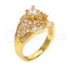 Gold Tone Multi Stone Ring, Baguette Design, with White Cubic Zirconia, Polished, Golden Finish, 01.199.0003.09.GT (Size 9)