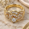 Oro Laminado Multi Stone Ring, Gold Filled Style Baguette Design, with White Cubic Zirconia, Polished, Golden Finish, 01.199.0003.09 (Size 9)
