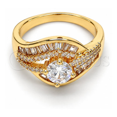 Oro Laminado Multi Stone Ring, Gold Filled Style with White Cubic Zirconia and White Micro Pave, Polished, Golden Finish, 01.199.0004.07.GT (Size 7)