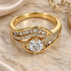 Oro Laminado Multi Stone Ring, Gold Filled Style with White Cubic Zirconia and White Micro Pave, Polished, Golden Finish, 01.199.0004.08.GT (Size 8)