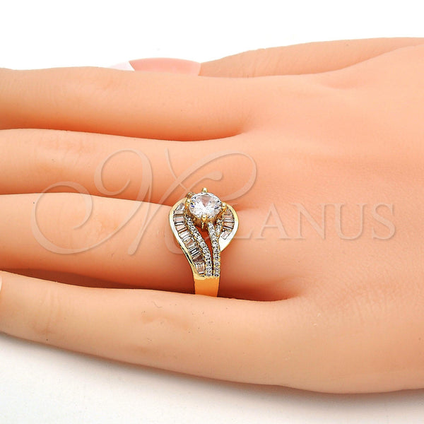 Gold Filled Ring — Multi Stone Ring Baguette Design with White Cubic — alternate product view — SKU 111177 | Oro Laminado anillo — Multi Stone Ring Baguette diseño with blanco Cubic — SKU 111177