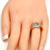 Oro Laminado Multi Stone Ring, Gold Filled Style with White Cubic Zirconia, Polished, Golden Finish, 01.199.0005.07.GT (Size 7)