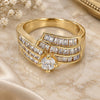 Oro Laminado Multi Stone Ring, Gold Filled Style with White Cubic Zirconia, Polished, Golden Finish, 01.199.0005.07.GT (Size 7)