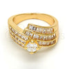 Oro Laminado Multi Stone Ring, Gold Filled Style with White Cubic Zirconia, Polished, Golden Finish, 01.199.0005.07.GT (Size 7)