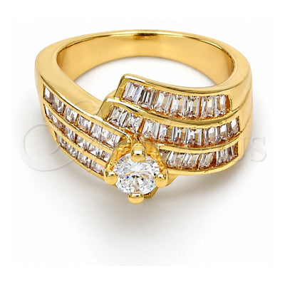 Oro Laminado Multi Stone Ring, Gold Filled Style with White Cubic Zirconia, Polished, Golden Finish, 01.199.0005.08.GT (Size 8)
