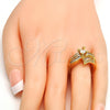 Oro Laminado Multi Stone Ring, Gold Filled Style with White Cubic Zirconia and White Micro Pave, Polished, Golden Finish, 01.199.0006.07.GT (Size 7)