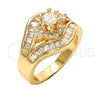 Oro Laminado Multi Stone Ring, Gold Filled Style with White Cubic Zirconia, Polished, Golden Finish, 01.199.0008.07.GT (Size 7)