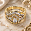 Oro Laminado Multi Stone Ring, Gold Filled Style with White Cubic Zirconia, Polished, Golden Finish, 01.199.0008.07.GT (Size 7)