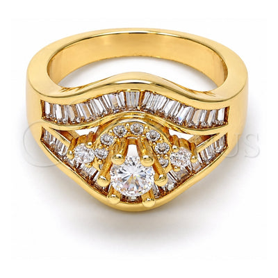 Oro Laminado Multi Stone Ring, Gold Filled Style with White Cubic Zirconia, Polished, Golden Finish, 01.199.0008.07.GT (Size 7)