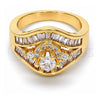 Oro Laminado Multi Stone Ring, Gold Filled Style with White Cubic Zirconia, Polished, Golden Finish, 01.199.0008.07.GT (Size 7)