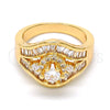 Oro Laminado Multi Stone Ring, Gold Filled Style with White Cubic Zirconia, Polished, Golden Finish, 01.199.0008.07.GT (Size 7)