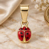 Oro Laminado Fancy Pendant, Gold Filled Style Ladybug Design, Red Enamel Finish, Golden Finish, 05.163.0052
