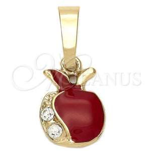 Gold Filled Pendant — Fancy Pendant Apple Design with White Crystal Red — main product view — SKU 111194 | Oro Laminado dije — elegante Pendant Apple diseño with cristal blanco Red — SKU 111194