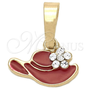 Gold Filled Pendant — Fancy Pendant Hat and Flower Design with White — main product view — SKU 111203 | Oro Laminado dije — elegante Pendant Hat and flor diseño with blanco — SKU 111203