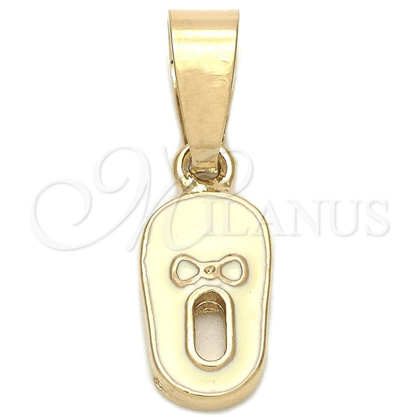 Oro Laminado Fancy Pendant, Gold Filled Style Shoes Design, White Enamel Finish, Golden Finish, 05.163.0058.1