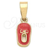 Oro Laminado Fancy Pendant, Gold Filled Style Shoes Design, Orange Enamel Finish, Golden Finish, 05.163.0058.2