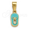 Oro Laminado Fancy Pendant, Gold Filled Style Shoes Design, Blue Enamel Finish, Golden Finish, 05.163.0058.3