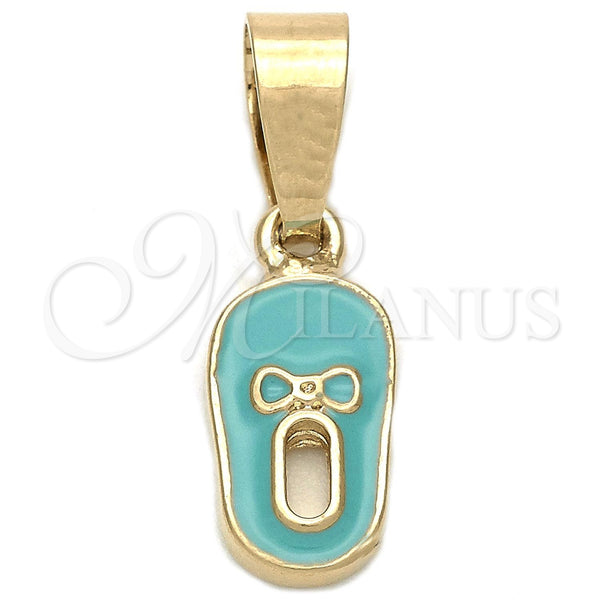 Oro Laminado Fancy Pendant, Gold Filled Style Shoes Design, Blue Enamel Finish, Golden Finish, 05.163.0058.3