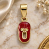 Oro Laminado Fancy Pendant, Gold Filled Style Shoes Design, Red Enamel Finish, Golden Finish, 05.163.0058.5