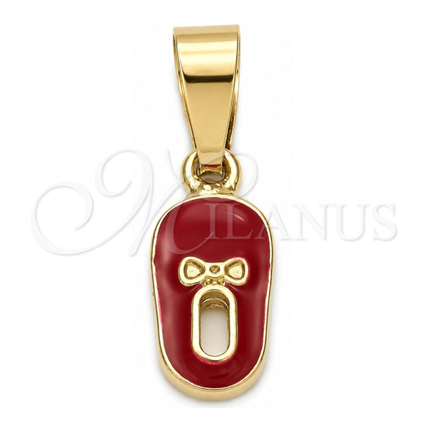 Oro Laminado Fancy Pendant, Gold Filled Style Shoes Design, Red Enamel Finish, Golden Finish, 05.163.0058.5