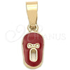 Oro Laminado Fancy Pendant, Gold Filled Style Shoes Design, Red Enamel Finish, Golden Finish, 05.163.0058.5