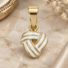 Oro Laminado Fancy Pendant, Gold Filled Style Love Knot Design, White Enamel Finish, Golden Finish, 05.163.0059