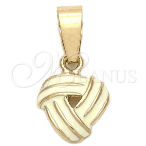 Gold Filled Pendant — Fancy Pendant Love Knot Design White Enamel 05. — main product view — SKU 111210 | Oro Laminado dije — elegante Pendant Love Knot diseño blanco Enamel 05. — SKU 111210