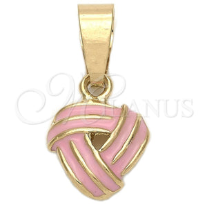 Gold Filled Pendant — Fancy Pendant Love Knot Design Pink Enamel 05. — main product view — SKU 111211 | Oro Laminado dije — elegante Pendant Love Knot diseño Pink Enamel 05. — SKU 111211