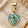 Oro Laminado Fancy Pendant, Gold Filled Style Love Knot Design, Blue Enamel Finish, Golden Finish, 05.163.0059.4
