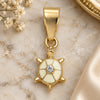 Oro Laminado Fancy Pendant, Gold Filled Style Turtle Design, with White Crystal, White Enamel Finish, Golden Finish, 05.163.0061