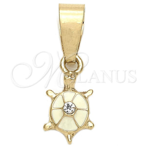 Gold Filled Pendant — Fancy Pendant Turtle Design with White Crystal White — main product view — SKU 111216 | Oro Laminado dije — elegante Pendant Turtle diseño with cristal blanco blanco — SKU 111216