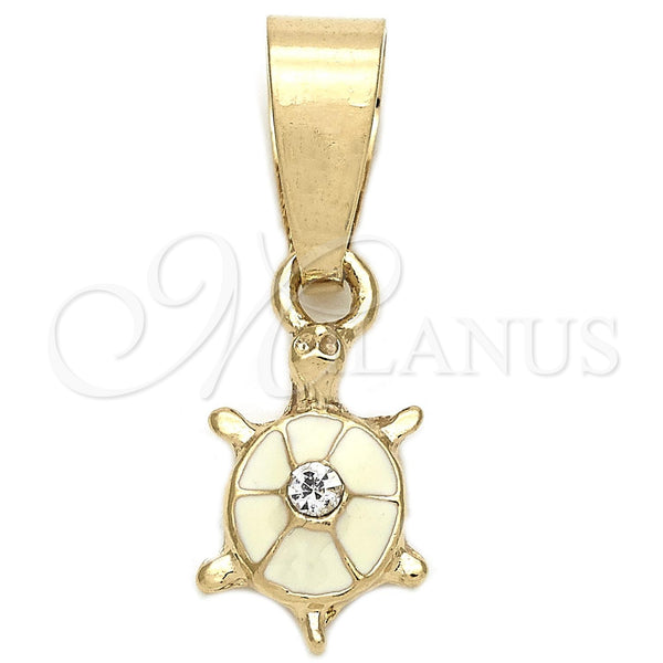 Gold Filled Pendant — Fancy Pendant Turtle Design with White Crystal White — main product view — SKU 111216 | Oro Laminado dije — elegante Pendant Turtle diseño with cristal blanco blanco — SKU 111216