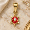 Oro Laminado Fancy Pendant, Gold Filled Style Turtle Design, with White Crystal, Orange Enamel Finish, Golden Finish, 05.163.0061.1