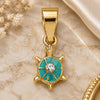 Oro Laminado Fancy Pendant, Gold Filled Style Turtle Design, with White Crystal, Blue Enamel Finish, Golden Finish, 05.163.0061.2