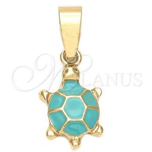 Gold Filled Pendant — Fancy Pendant Turtle Design Blue Enamel 05. — main product view — SKU 111220 | Oro Laminado dije — elegante Pendant Turtle diseño Blue Enamel 05. — SKU 111220