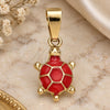 Oro Laminado Fancy Pendant, Gold Filled Style Turtle Design, Orange Enamel Finish, Golden Finish, 05.163.0062.2