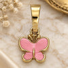 Oro Laminado Fancy Pendant, Gold Filled Style Butterfly Design, Pink Enamel Finish, Golden Finish, 05.163.0064.1