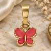 Oro Laminado Fancy Pendant, Gold Filled Style Butterfly Design, Red Enamel Finish, Golden Finish, 05.163.0064.2