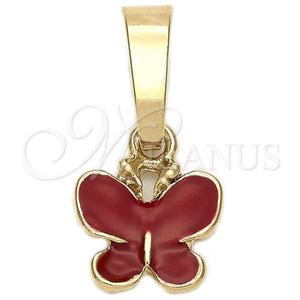 Gold Filled Pendant — Fancy Pendant Butterfly Design Dark Pink Enamel 05. — main product view — SKU 111225 | Oro Laminado dije — elegante Pendant Butterfly diseño Dark Pink Enamel 05. — SKU 111225
